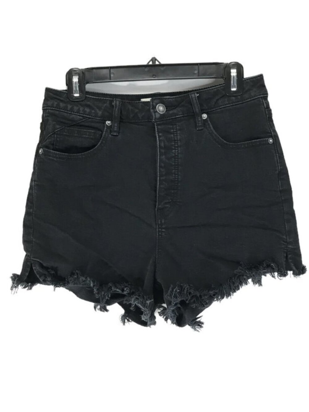 Free People We the Free CRVY Cut-Off Denim Shorts Women's Size 29 Black Raw Hem